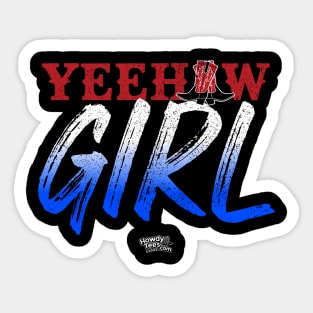 Yeehaw Girl in Red, White, and Blue USA colors Sticker